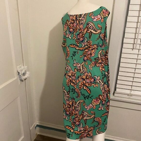 Roz & Ali Kelly Green/Pink Paisley sleeveless dress, size 18 - Picture 3 of 5